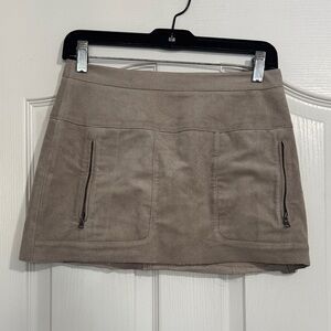 BCBGMaxAzria Taupe Suede Mini Skirt with Zip Pockets